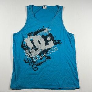 DC Shoes Men Tank Top Large Blue Sleeveless Logo Skater Y2K Vintage